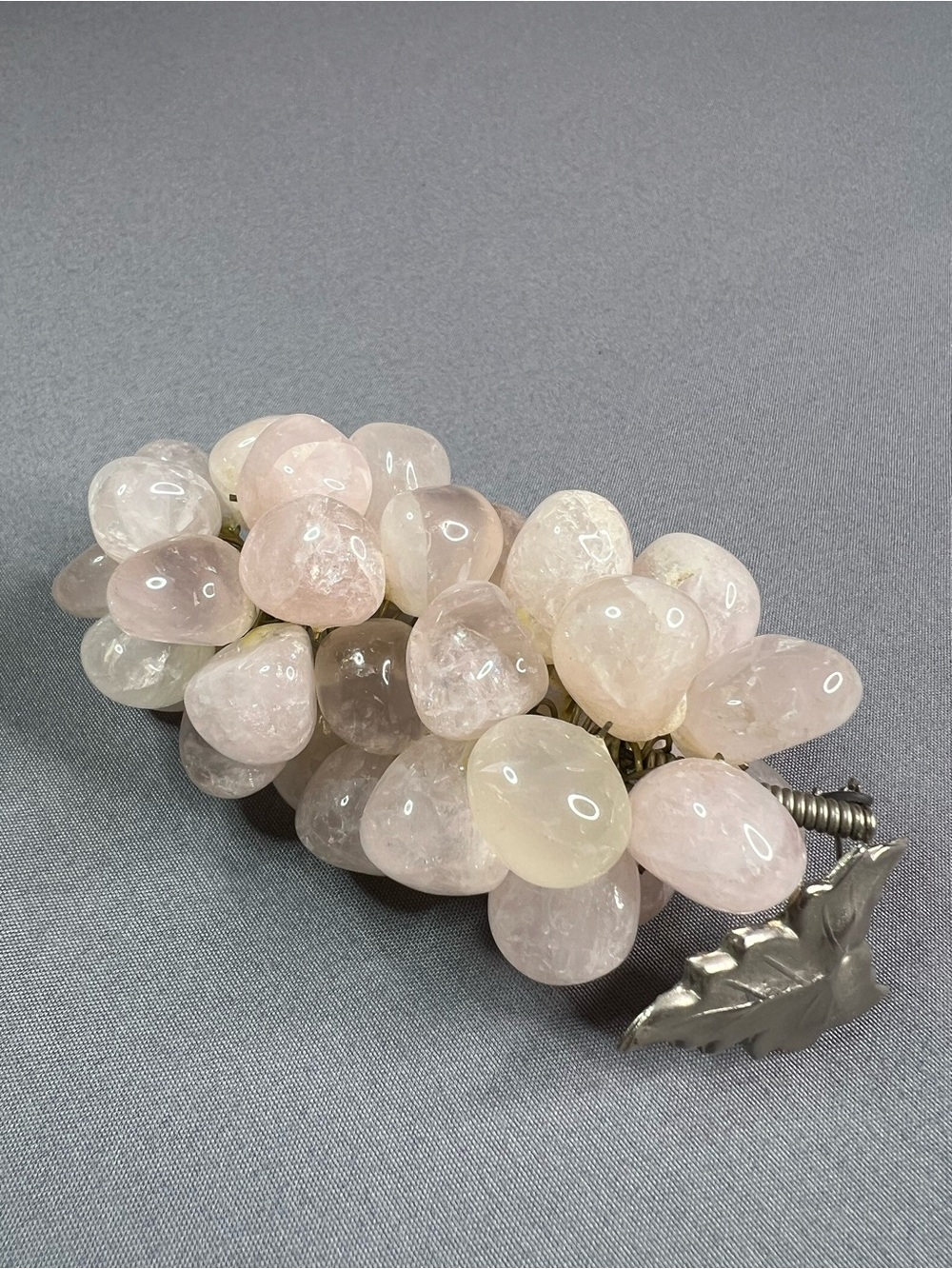 Natural Rose Quartz Grape Cluster Gemstone Sculpture